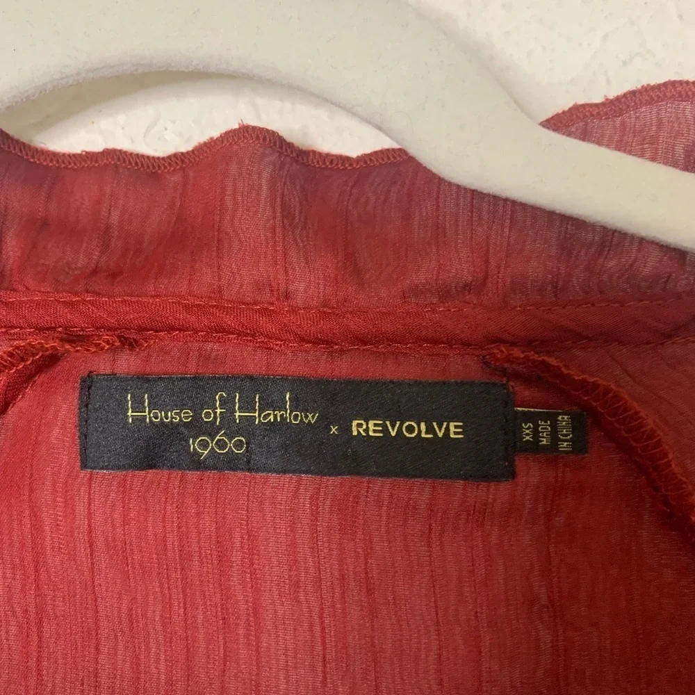 NWT House of Harlow 1960 x Revolve Burgundy XXS Cropped Peasant Style Top - Picture 4 of 9
